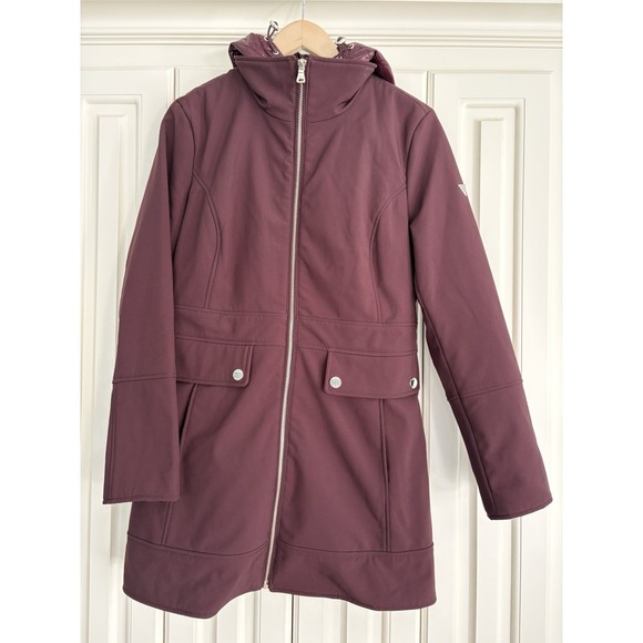 Guess Jackets & Blazers - Guess Zip Up Quilted Hood Jacket Medium Winter Cozy Warm Mid Length